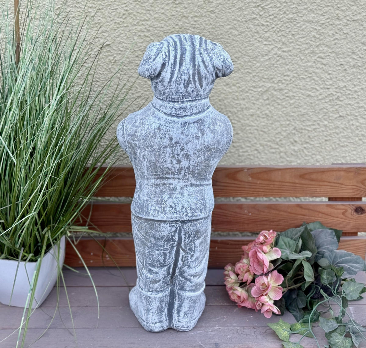 STEINFIGUR Mops Gentleman aus Steinguss frostfest wetterfest - Grau, Stein (20/50/15cm) - stoneandstyle