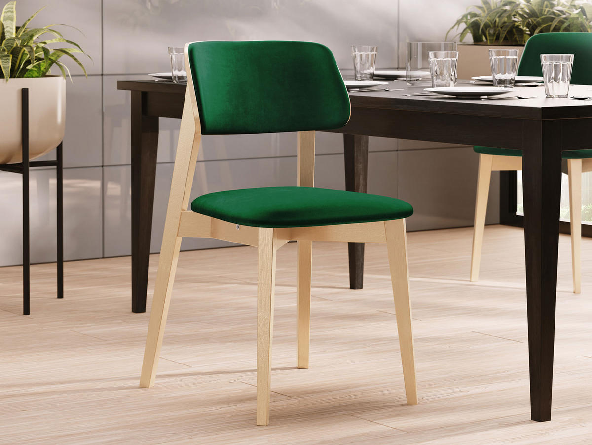 WOHNZIMMER STUHL KT63/C, Holzfarbe: Buche - Buchefarben/Grün, Holz/Textil (47/80/49cm) - MIRJAN24