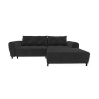 ECKSOFA Massimo Cordstoff Schwarz inkl. Schlaffunktion Rechts - Schwarz, Textil/Metall (246/177cm) - 99rooms