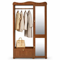 IN Nussbaumfarben Kleiderschrank mit Spiegel und offenem Kleiderständer, Schublade und 2 Türen, B115.5/T38.5/H194.5cm - Nussbaumfarben, Glas/Holzwerkstoff (115.5/194.5/38.5cm) - STILVORA