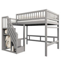 HOCHBETT 140/200 cm mit Aufbewahrungstreppe und hohem Geländer aus Holzwerkstoff, Grau - Grau, Holzwerkstoff (140/200cm) - Redom