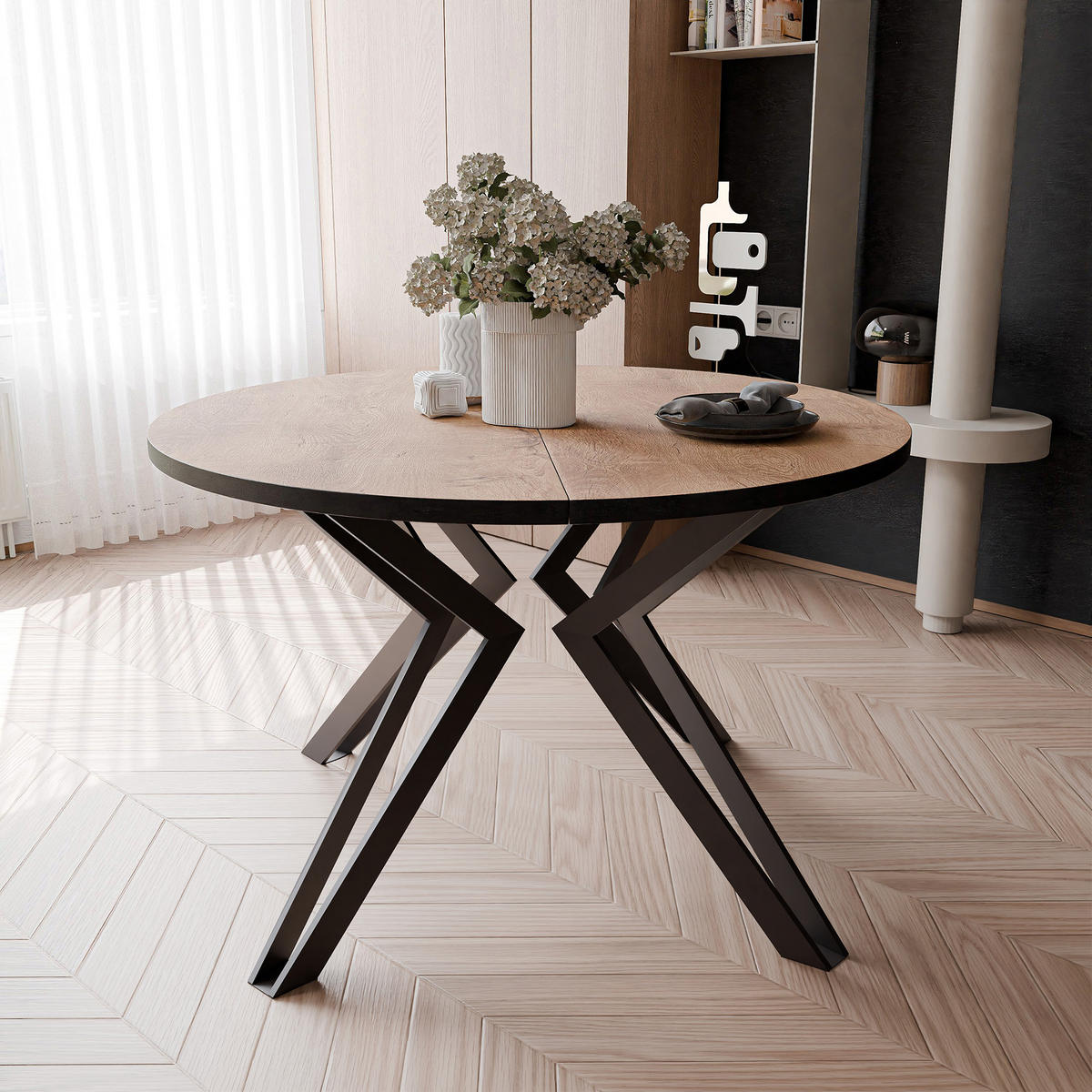 ESSTISCH ausziehbar aus MDF, Braun - Schwarz/Braun, Holzwerkstoff (100/100/76cm) - Idohome