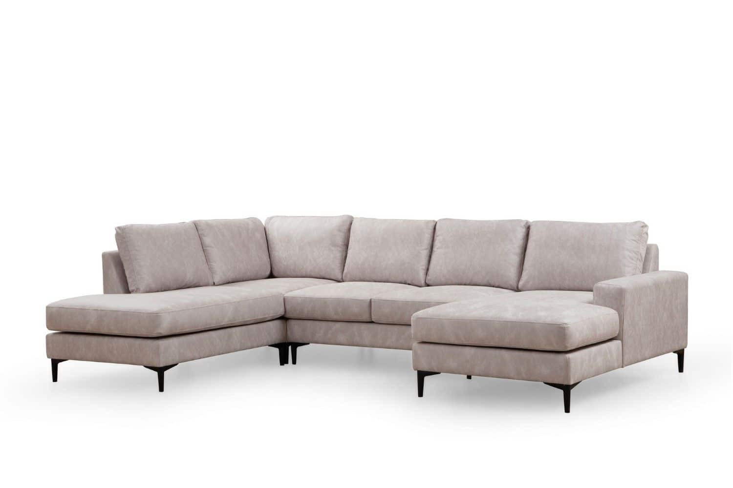 WOHNLANDSCHAFT mit großzügiger Sitzfläche für die ganze Familie - Beige/Schwarz, Holzwerkstoff/Kunststoff (314/90/200cm) - myHomelando