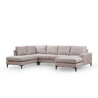 WOHNLANDSCHAFT mit großzügiger Sitzfläche für die ganze Familie - Beige/Schwarz, Holzwerkstoff/Kunststoff (314/90/200cm) - myHomelando