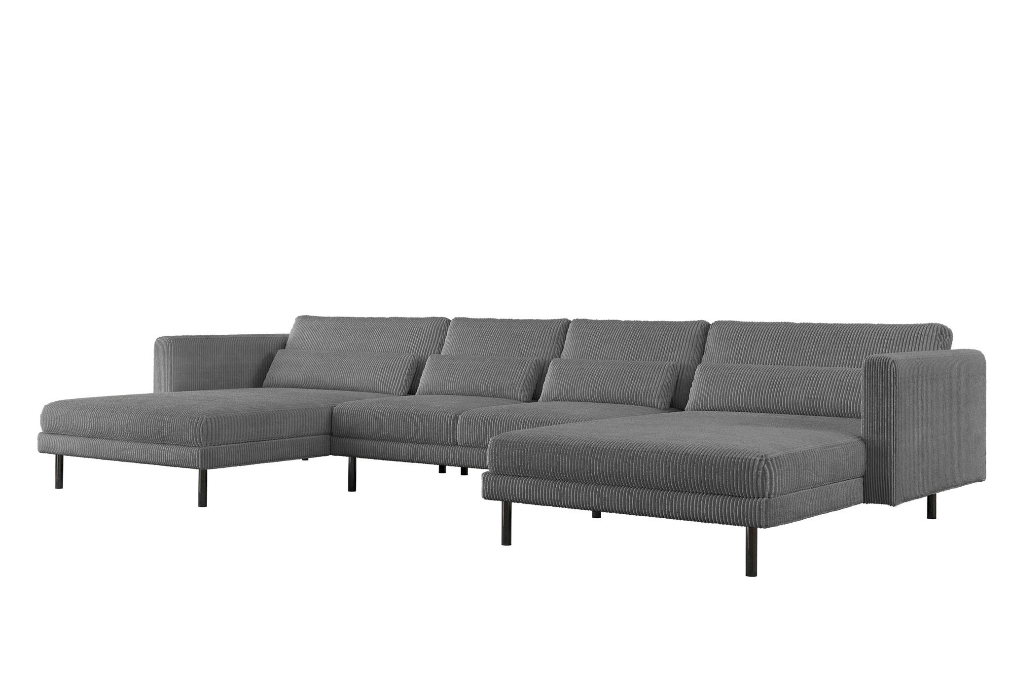 WOHNLANDSCHAFT Agada In Poso - Grau, Holzwerkstoff/Textil (391/83/174cm) - Fun Möbel