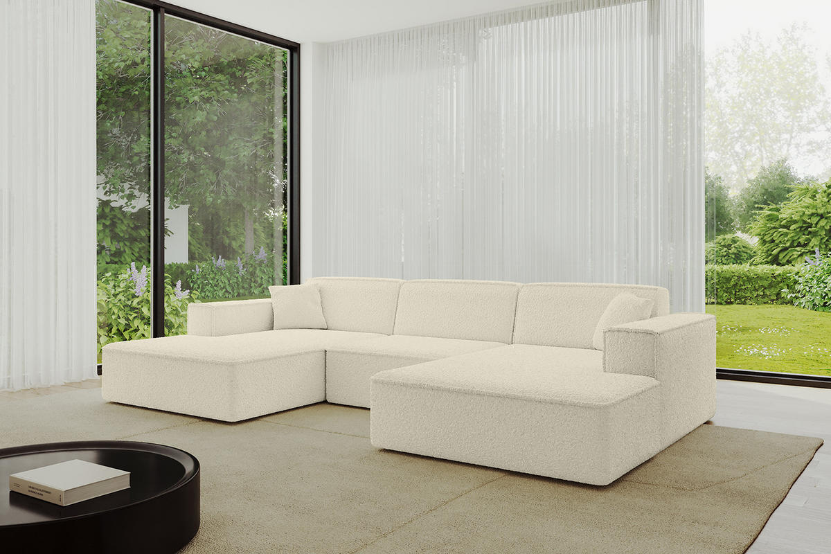 WOHNLANDSCHAFT IREA-U1-v4 - 303x171x79 cm Beige - Creme, Holzwerkstoff/Textil (303/79/171cm) - ALTDECOR