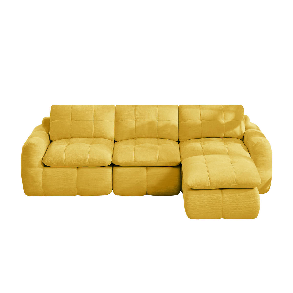 ECKSOFA DE-34464 L-Form mit Ottoman und Chenille-Bezug Gelb - Gelb, Textil (160/264cm) - ComfortXL