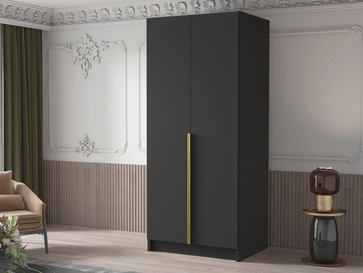 KLEIDERSCHRANK Bono I - Goldfarben, Holzwerkstoff/Metall (100/215/58cm) - MIRJAN24