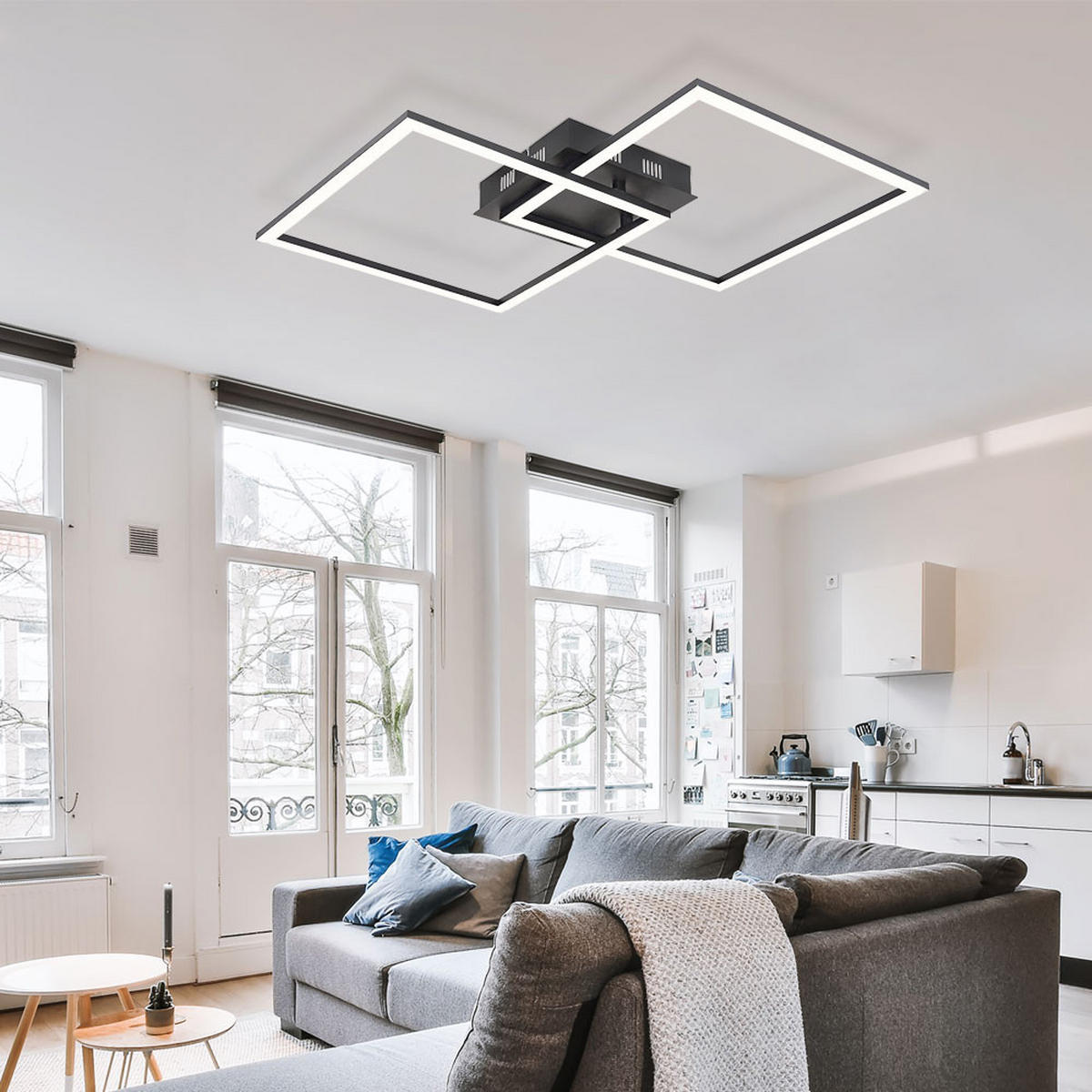 LED DECKENLEUCHTE TINY Schwarz Weiß - Schwarz, Metall (47/47/5.8cm)