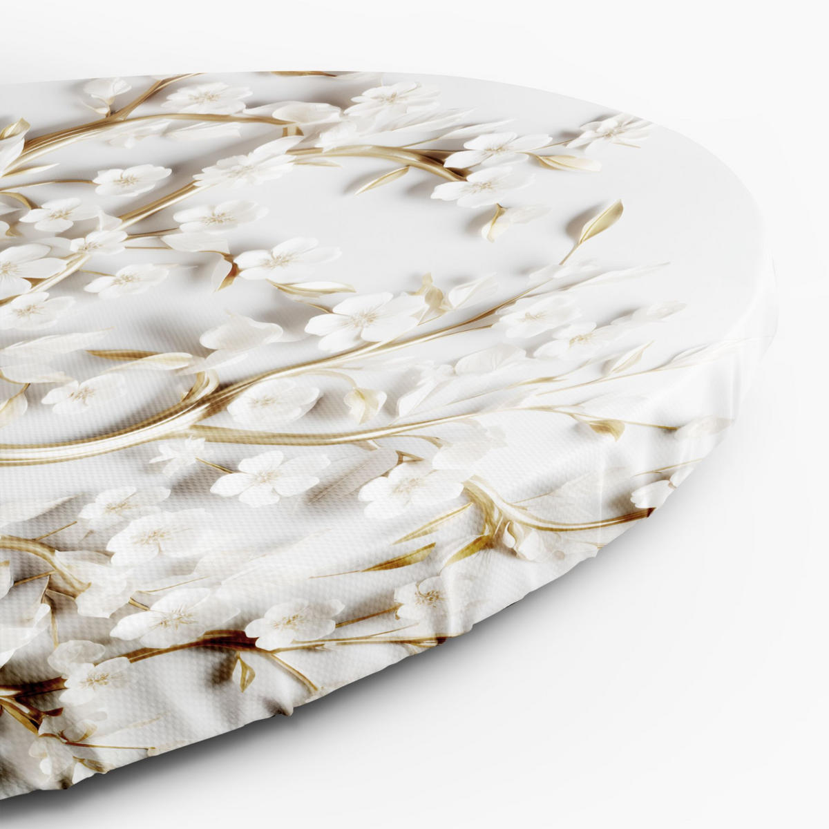 RUNDES BILD Gold 40/40 cm - Goldfarben/Weiß, Textil (40/40cm) - KUNSTLOFT