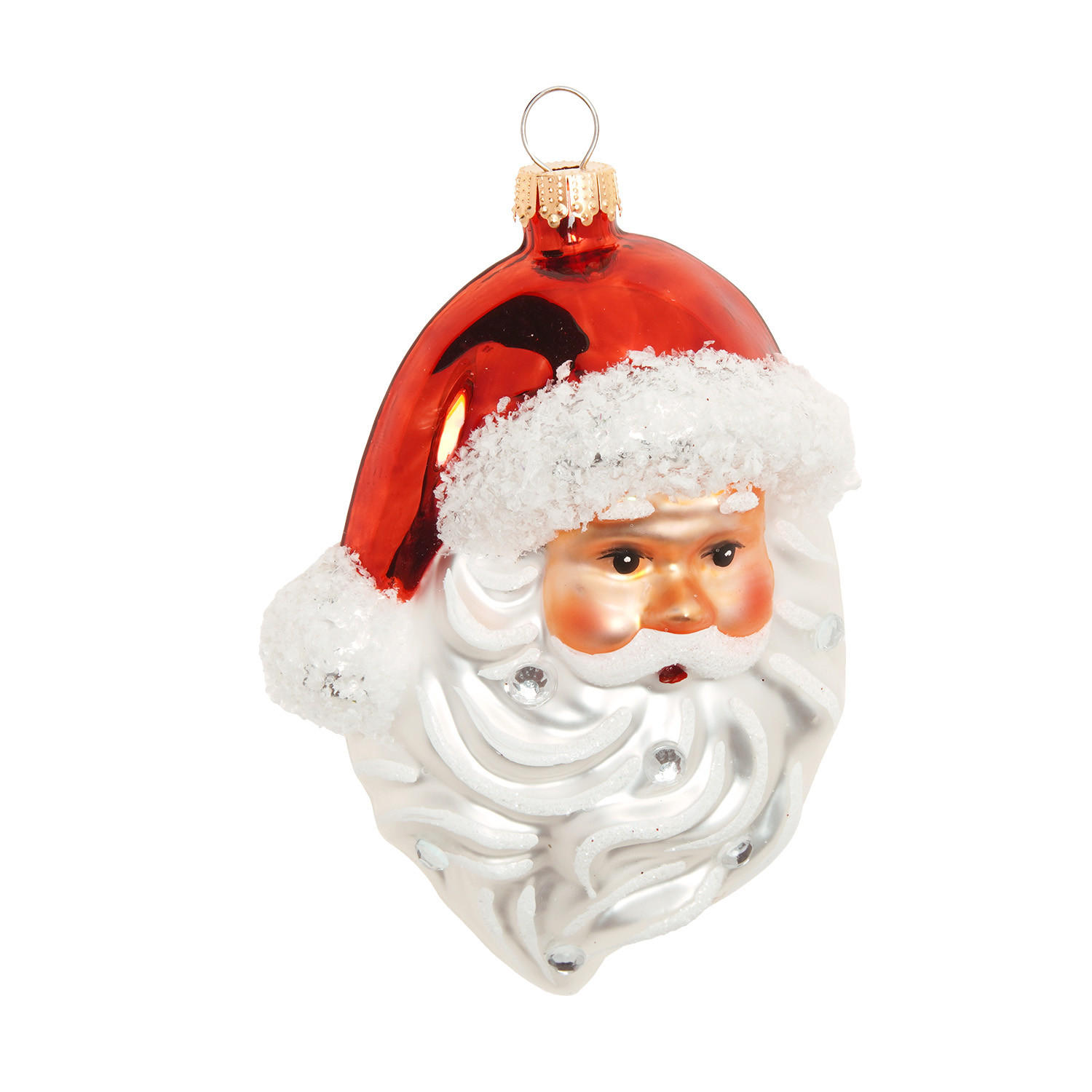 CHRISTBAUMSCHMUCK Santa-Kopf Mehrfarbig 11cm (Glas / 1 Stk.) - Multicolor, Glas (5/11/7cm) - Krebs Glas Lauscha