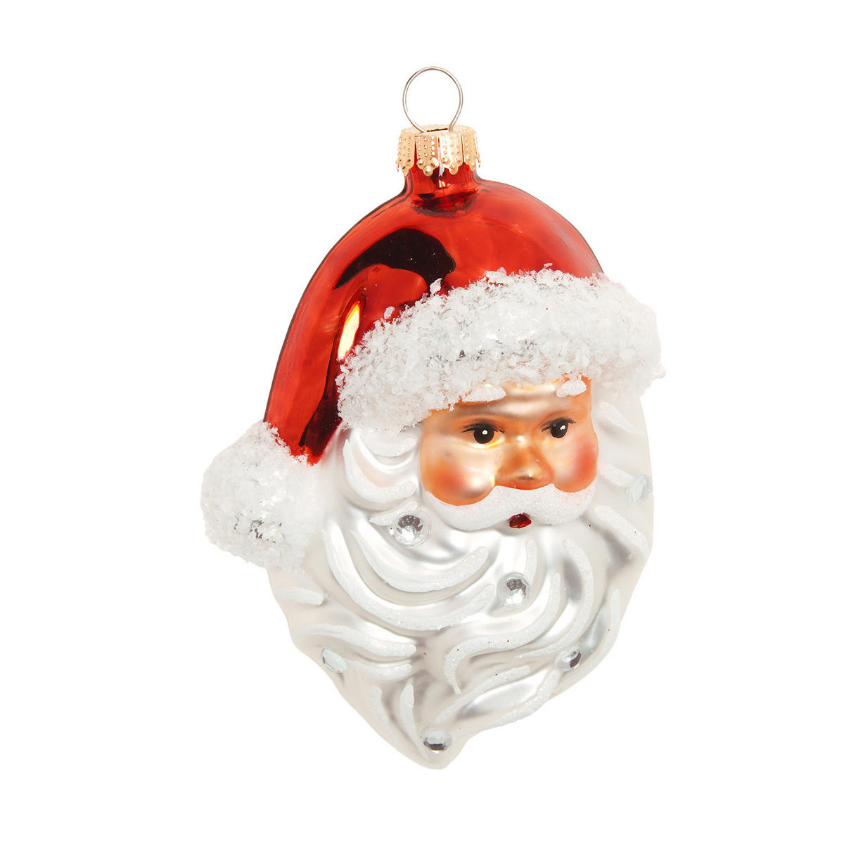 CHRISTBAUMSCHMUCK Santa-Kopf Mehrfarbig 11cm (Glas / 1 Stk.) - Multicolor, Glas (5/11/7cm) - Krebs Glas Lauscha