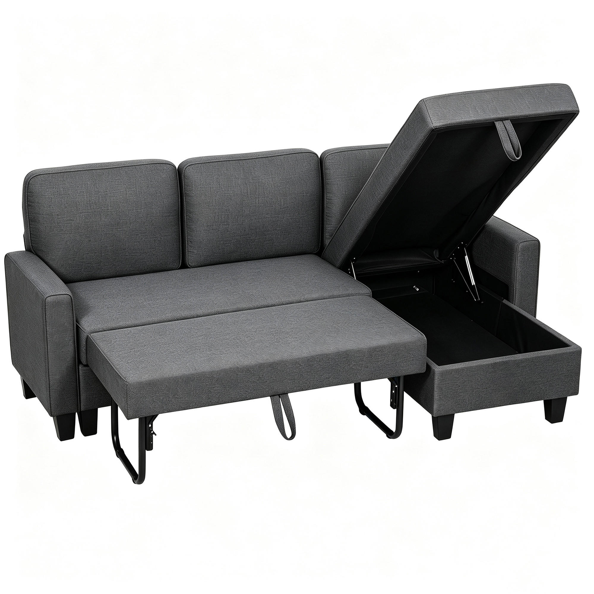 SCHLAFSOFA Dunkelgrau 197.0/129.0/85.0cm - Dunkelgrau, Textil (129/85/197cm)