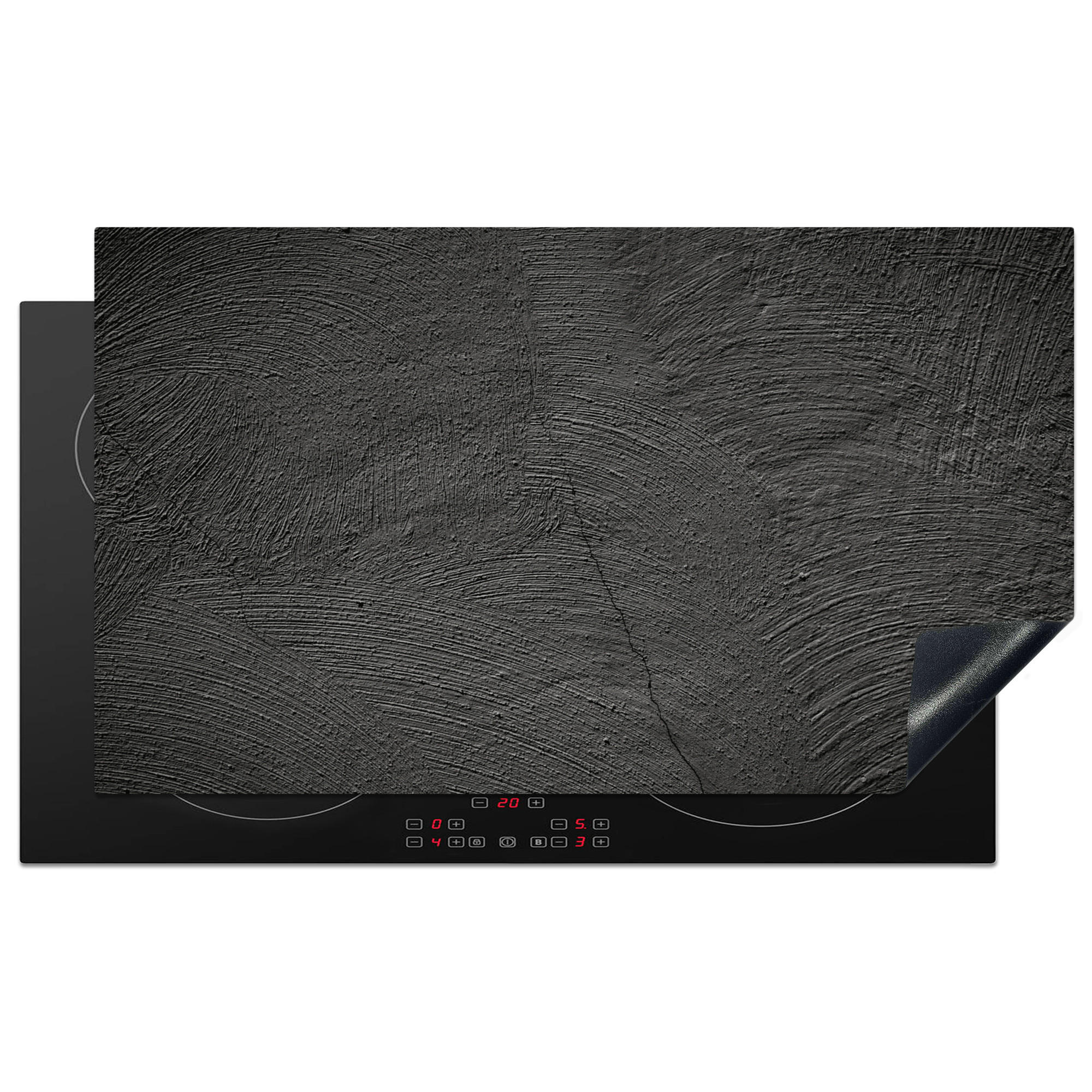 HERDABDECKPLATTE Beton - Schwarz - Industriell Induktionsschutz 91.6x52.7 cm - Anthrazit, Kunststoff (91.6/52.7/0.2cm) - MuchoWow