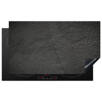 HERDABDECKPLATTE Beton - Schwarz - Industriell Ceranfeldabdeckung 90x52 cm - Anthrazit, Kunststoff (90/52/0.2cm) - MuchoWow
