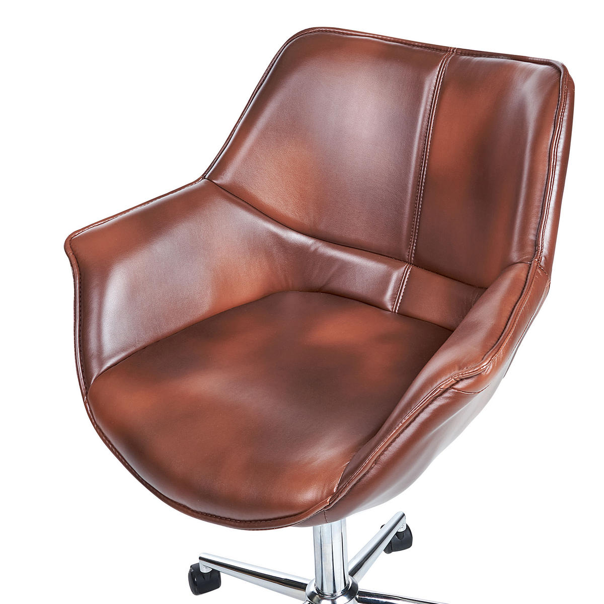 BÜROSTUHL Kunstleder Braun Newdale - Braun, Textil/Metall (62/79/62cm) - Beliani