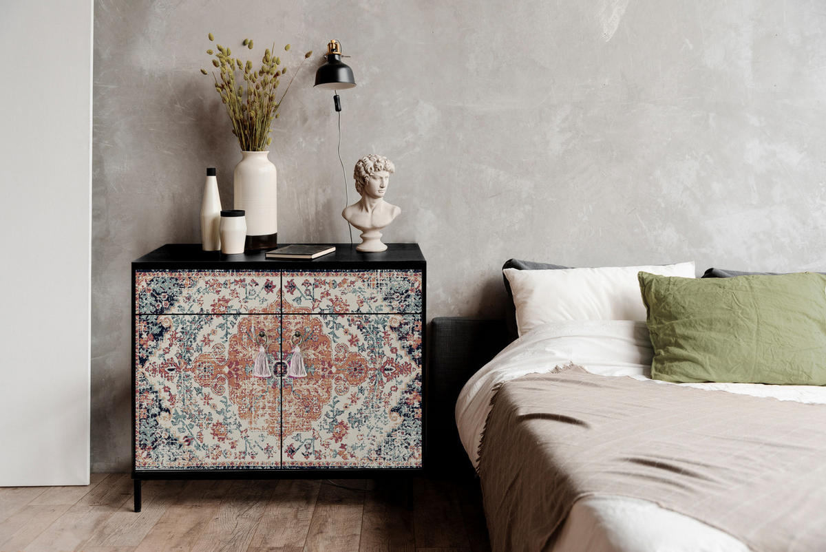 SIDEBOARD aus MDF mit 2 Türen und 2 Schubladen mit ALISE VINTAGE RUG-Aufdruck - Rot, Holzwerkstoff (90/84/45cm) - RNT By Really Nice Things