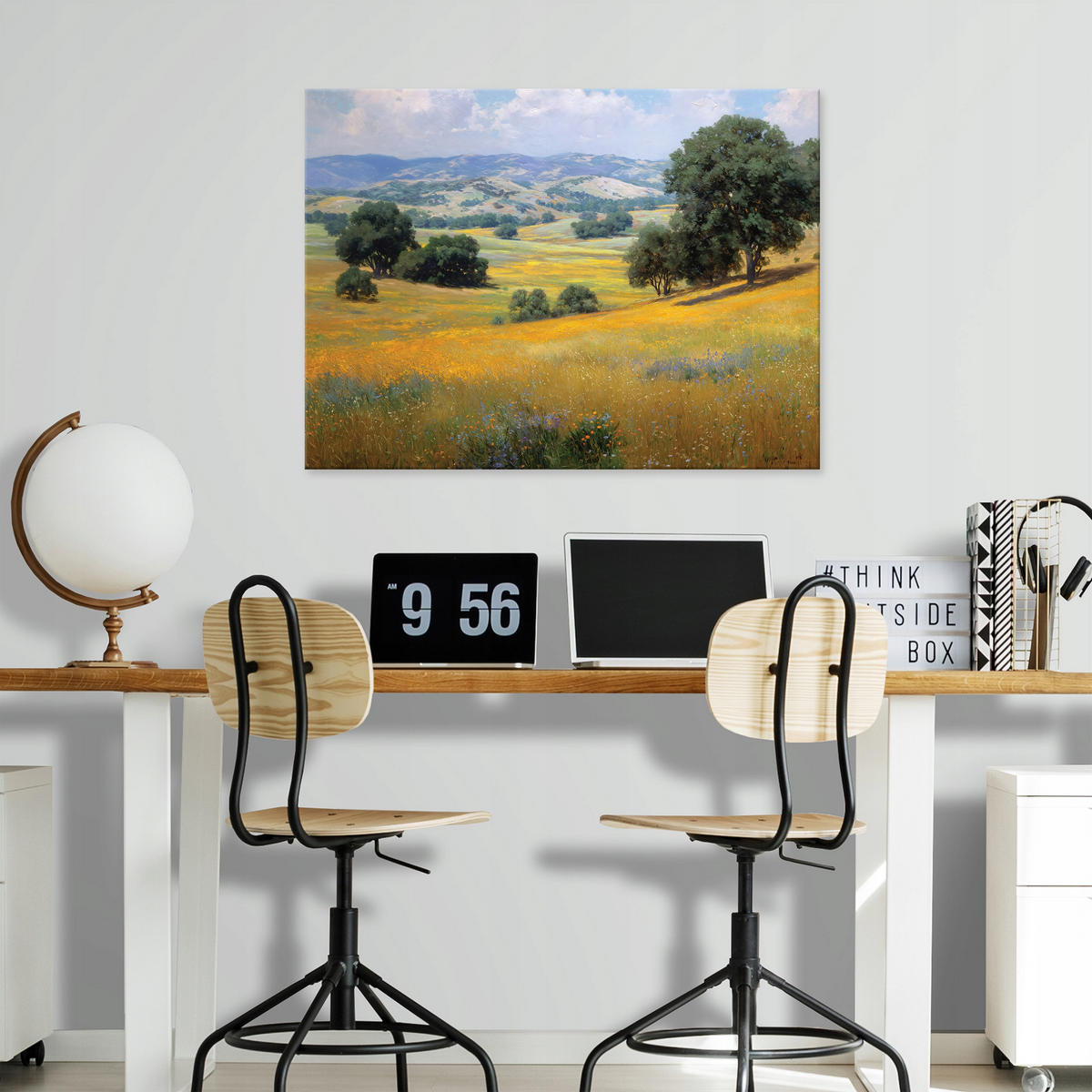 LEINWANDBILD Landschaft Feld Grün 60x40 cm - Multicolor, Holzwerkstoff (60/40cm) - Wallarena