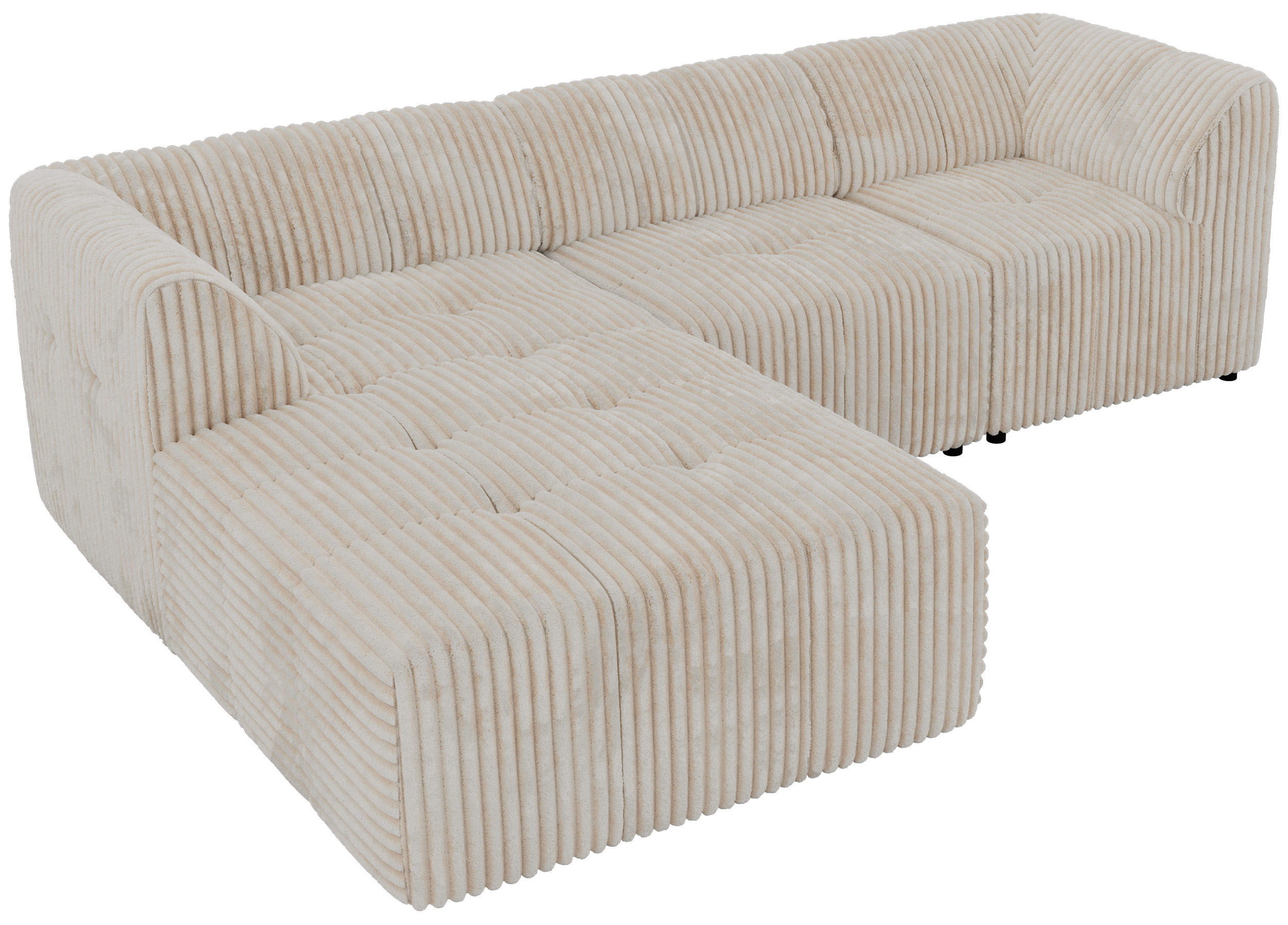 ROHOVÁ SEDAČKA VORITA L 3M - Béžová Manšestr - Vlevo - černá/krémová, textil/plast (267/176cm) - MKS
