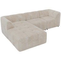 ROHOVÁ SEDAČKA VORITA L 3M - Béžová Manšestr - Vlevo - černá/krémová, textil/plast (267/176cm) - MKS