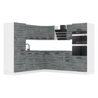 KÜCHE L-Form STACY, ohne Arbeitsplatten, Glamour Wood - Grau, Holz (420/204/60cm) - B BELINI GROUP
