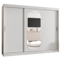 SCHWEBETÜRENSCHRANK 200/250/62 3-türig - Silberfarben/Weiß, Holz (250/200/62cm) - MÖBEL KRYSPOL