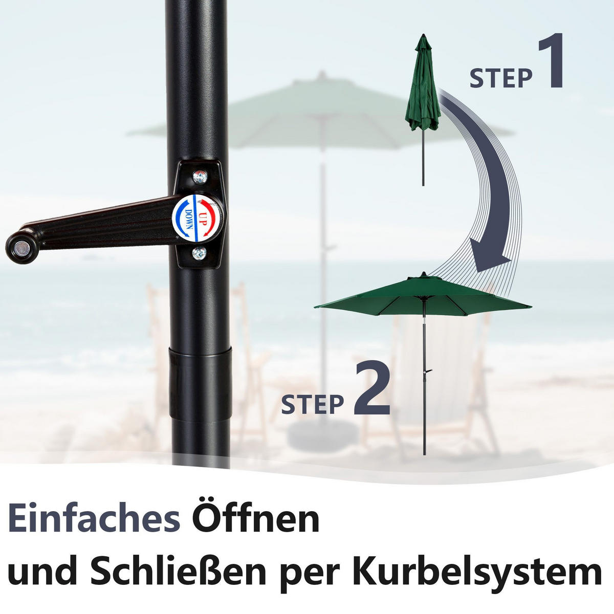 SONNENSCHIRM 264x264cm,Aluminium,Sonnenschutz,Dunkelgrün - Dunkelgrün, Metall (264/264cm) - LVHOM