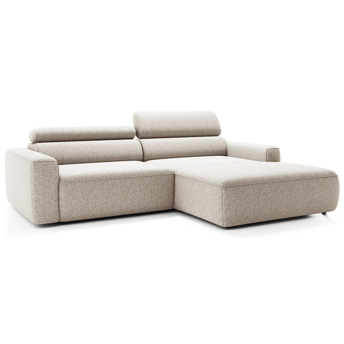 ECKSOFA Fando mit Schlaffunktion, L-Form, 4-Sitzer 252 cm, rechts Flechtstoff Hellbeige - Ecru/Schwarz, Holz/Kunststoff (182/252cm) - Selsey