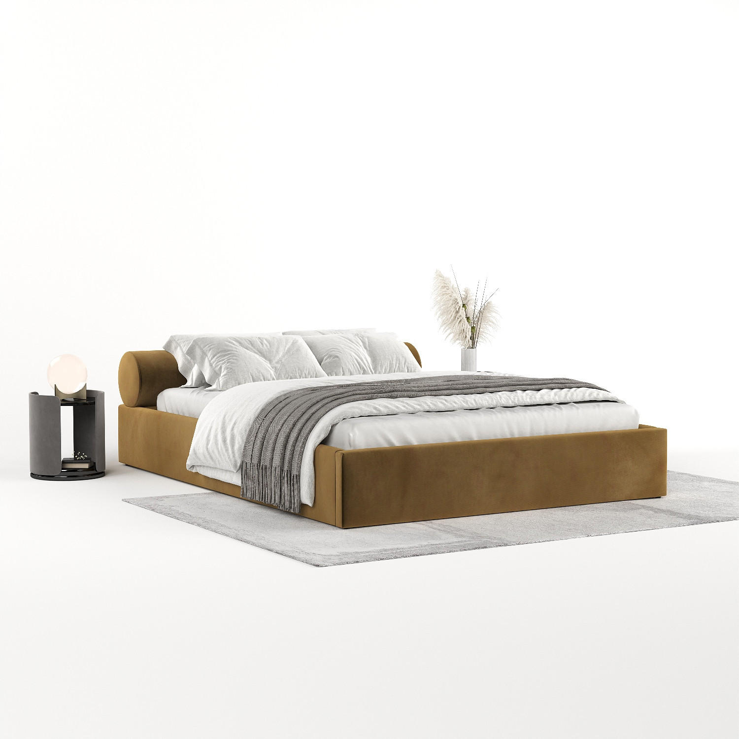 POLSTERBETT Solvo mit Stauraum 200/200 cm Honiggelb im Kronos Stoff - Schwarz/Naturfarben, Holz/Holzwerkstoff (200/200cm) - AltaBeds