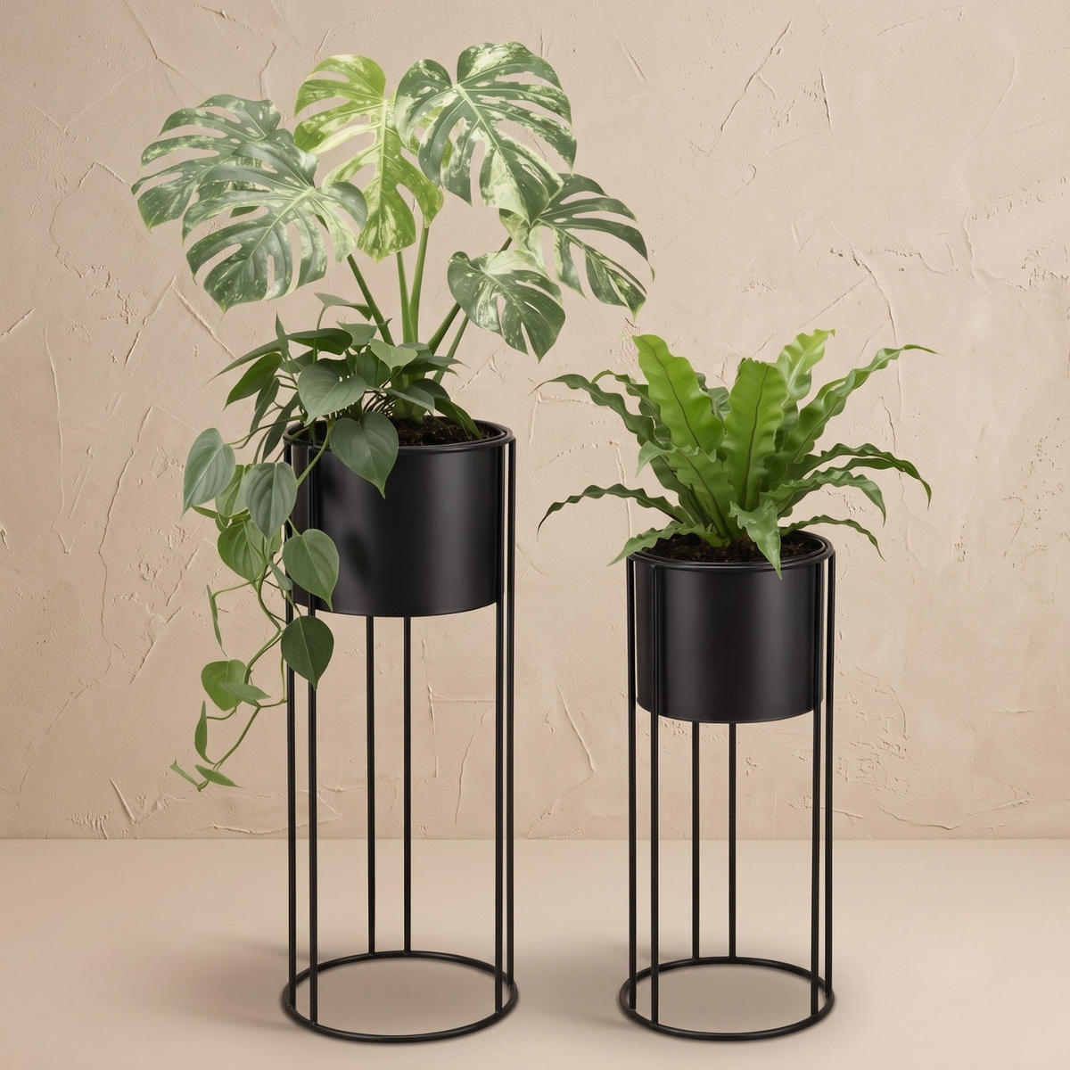 BLUMENSTÄNDER Osmos - Schwarz, Metall (21/58/21cm) - EDENIA