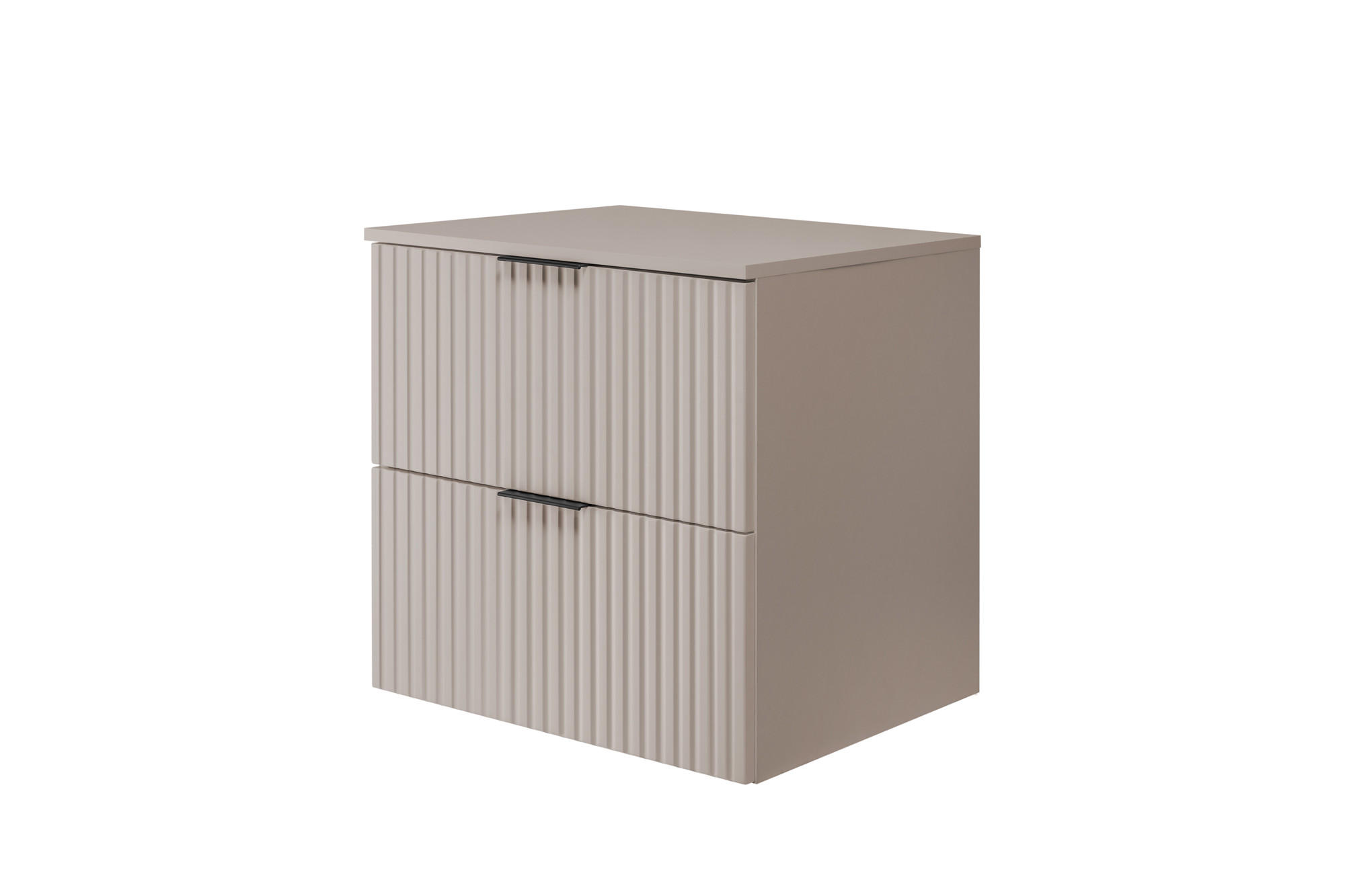 BADEZIMMERSCHRANK, Kaschmir, 60 x 57 x 46 cm, Schwarze Griffe - Kaschmir/Schwarz, Holzwerkstoff/Kunststoff (60/57/46cm) - 3XE LIVING