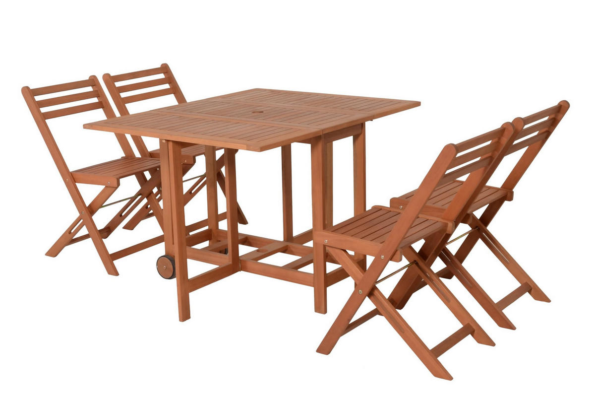 GARTEN-SITZGRUPPE Jasmin 5-teilig Gartenmöbel-Set - Braun, Holz - DELUKE