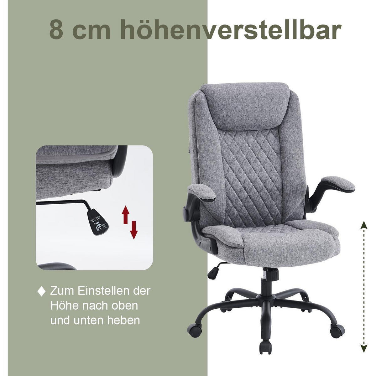 BÜROSTUHL Ergonomisch Grau Stoff - Grau, Textil (68/115/65cm)