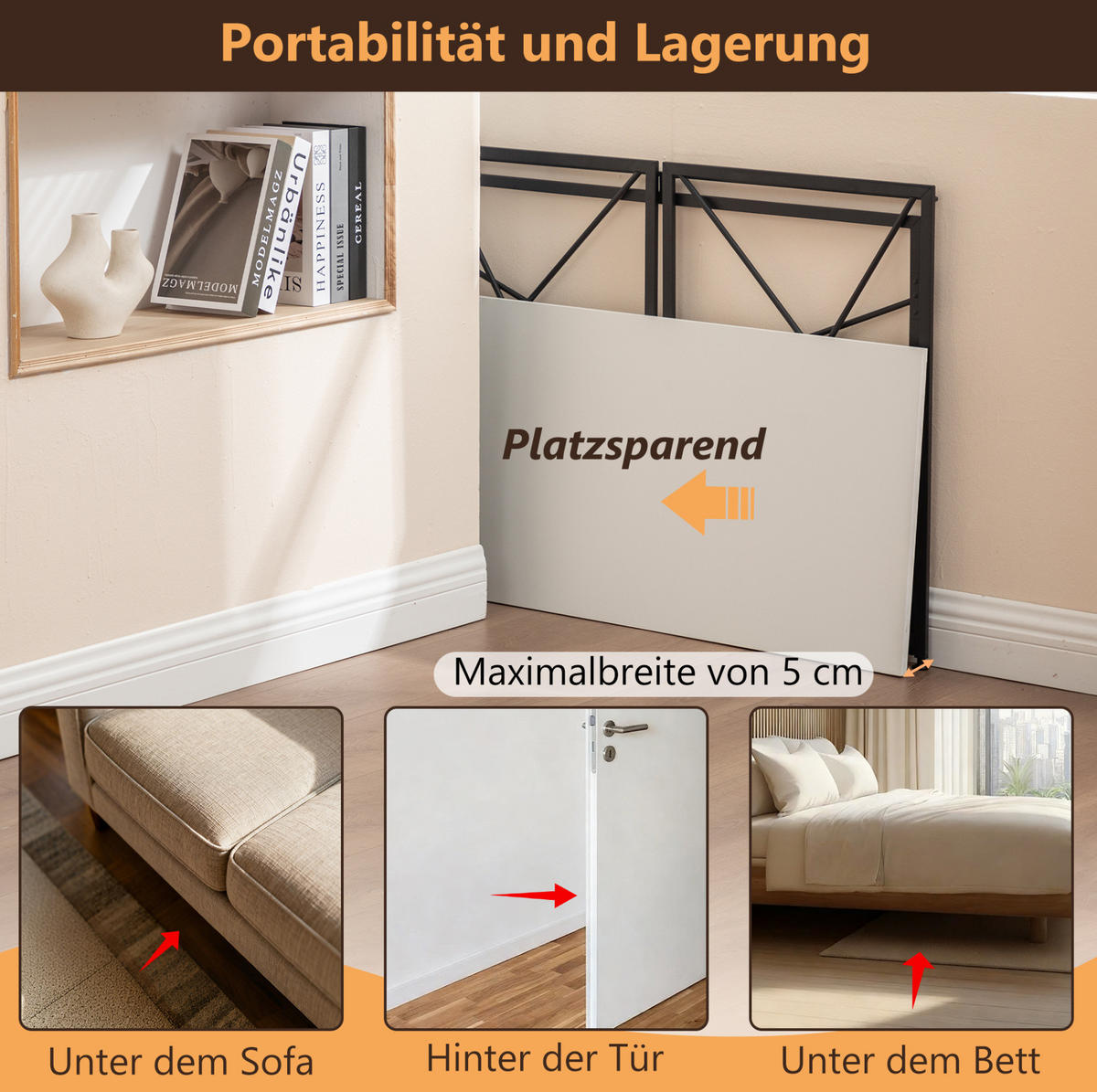 SCHREIBTISCH klappbar 99 x 50 x 75 cm MDF Metall White - Weiß, Metall (99/50/75cm) - Meubliv