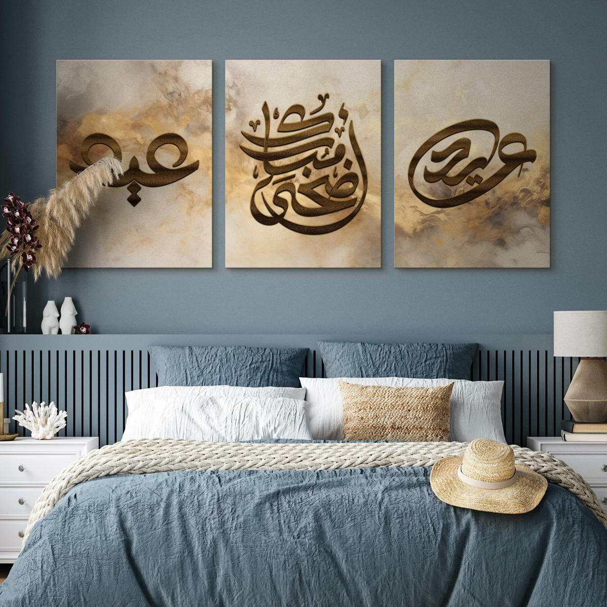 LEINWANDBILDER 3-es Set Symbole Marmor - Beige/Weiß, Textil (90/40cm) - Muralo