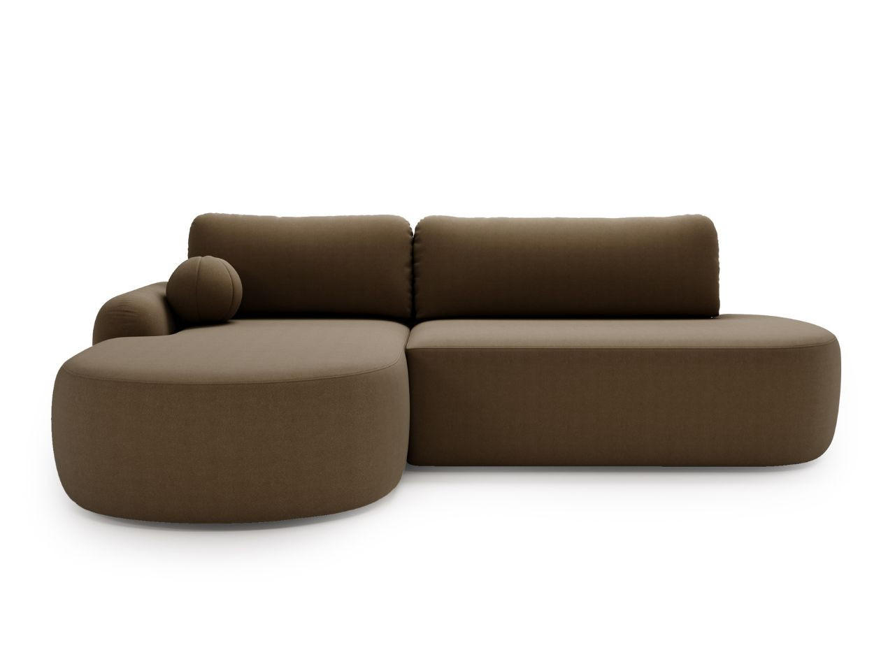 ECKSOFA Aurio O Bouclé-Stoff Braun Links - Braun, Holz/Textil (271/177cm) - Graingold