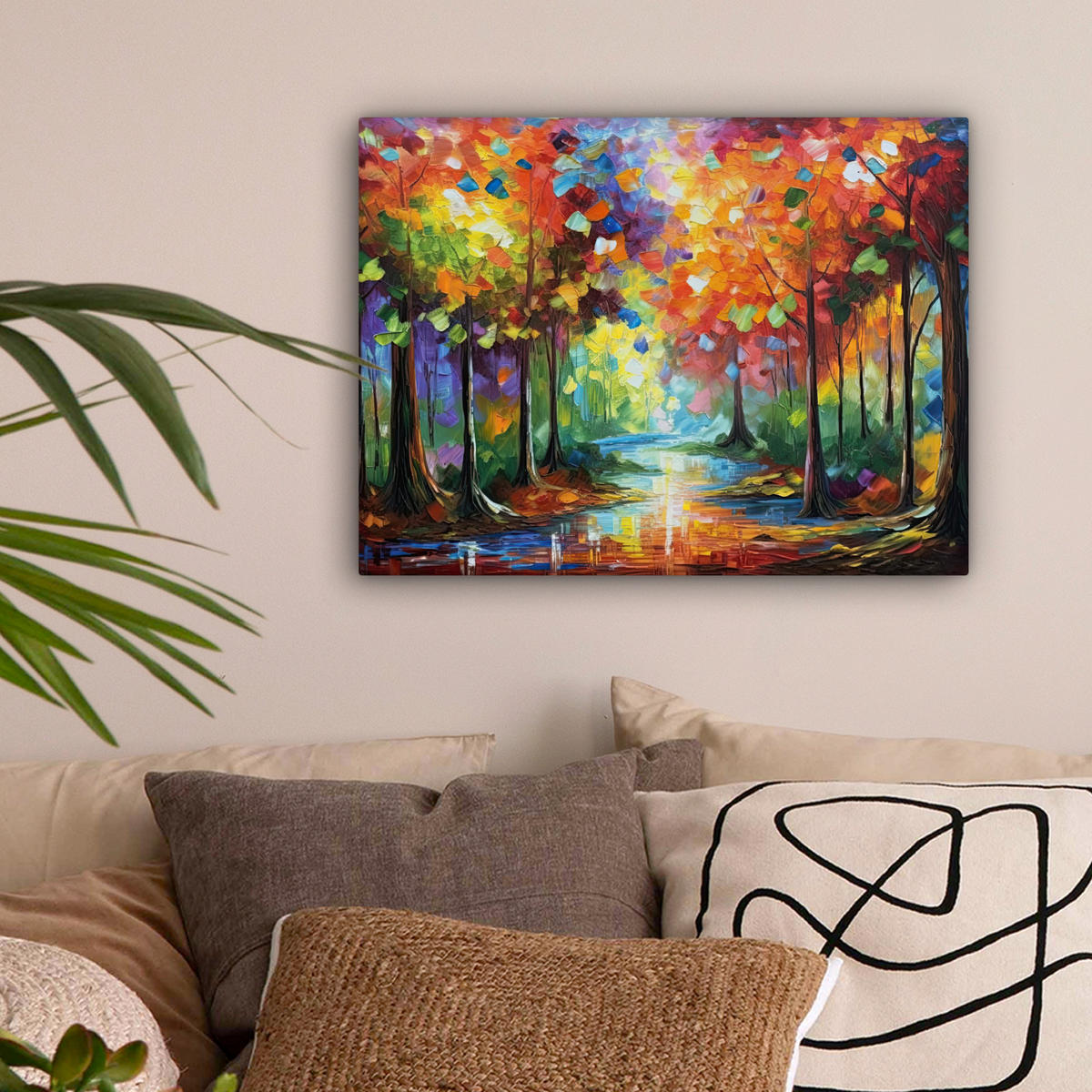 LEINWANDBILD Landschaft - Wald - Farben - Natur 40x30 cm - Multicolor, Textil (40/30cm) - MuchoWow