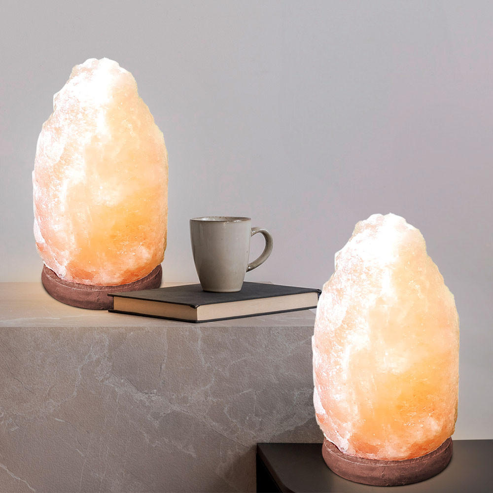LED TISCHLEUCHTE Stone Orange 2er Set - Orange, Holz (8.8/8.8/11.4cm) - Globo Lighting