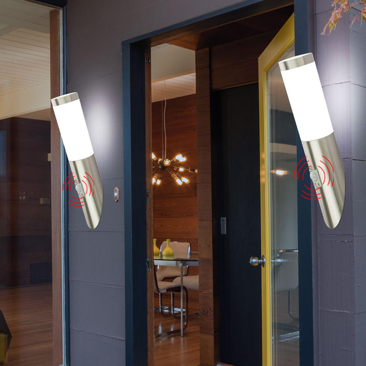 LED AUSSEN-WANDLEUCHTE Silber mit Bewegungsmelder - Silberfarben, Metall (16.6/41/20cm)