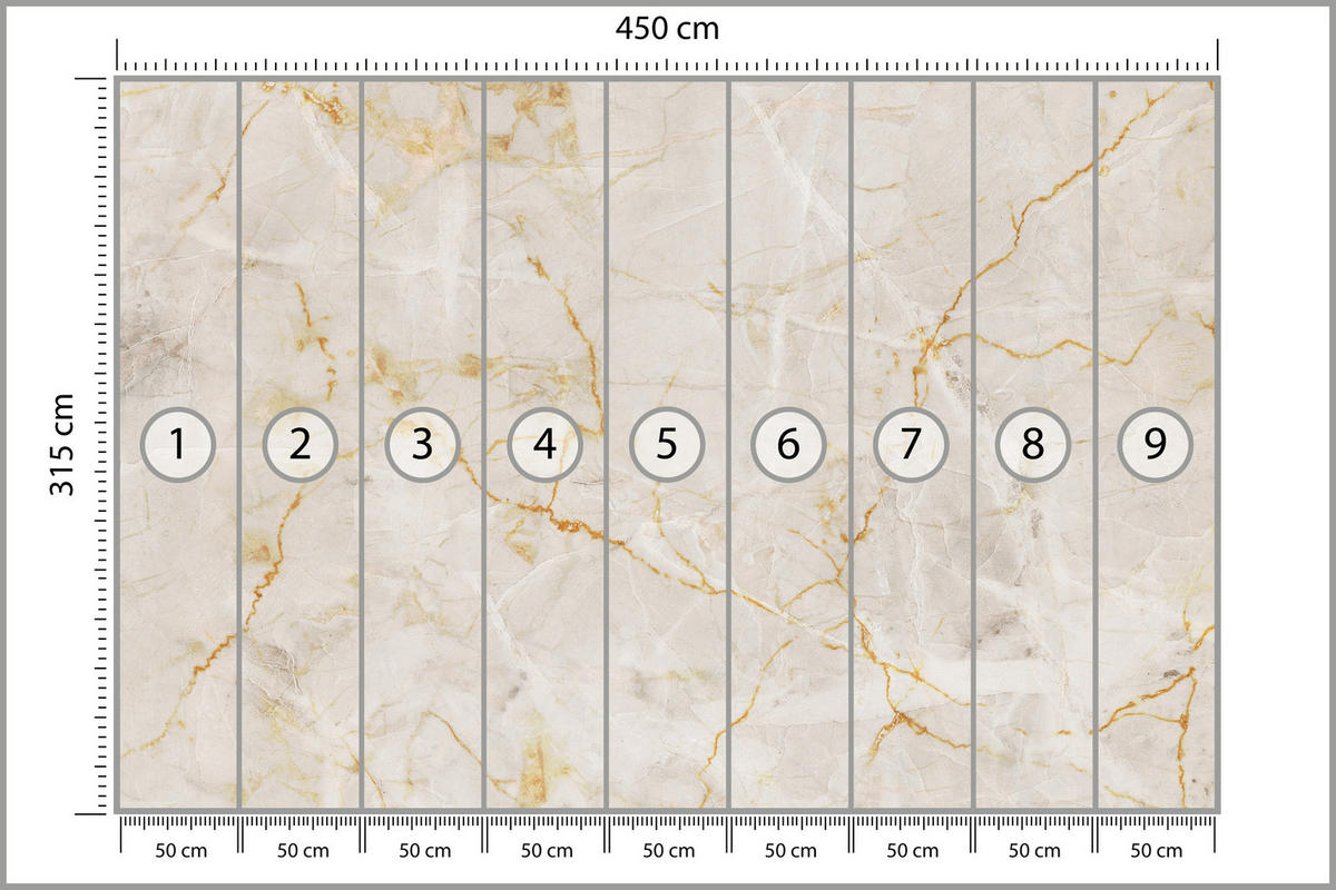 FOTOTAPETE für Schlafzimmer Beiger Marmor Abstraktion 450x315 - Gelb/Beige, Papier (450/315cm) - Muralo