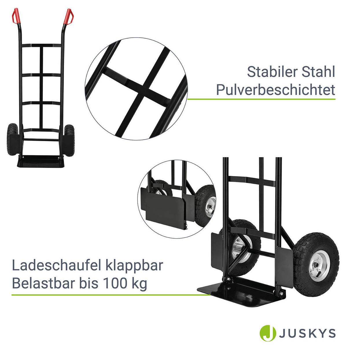 SACKKARRE Basic schwarz klappbar - Schwarz, Metall (35.5/44/118cm) - Juskys
