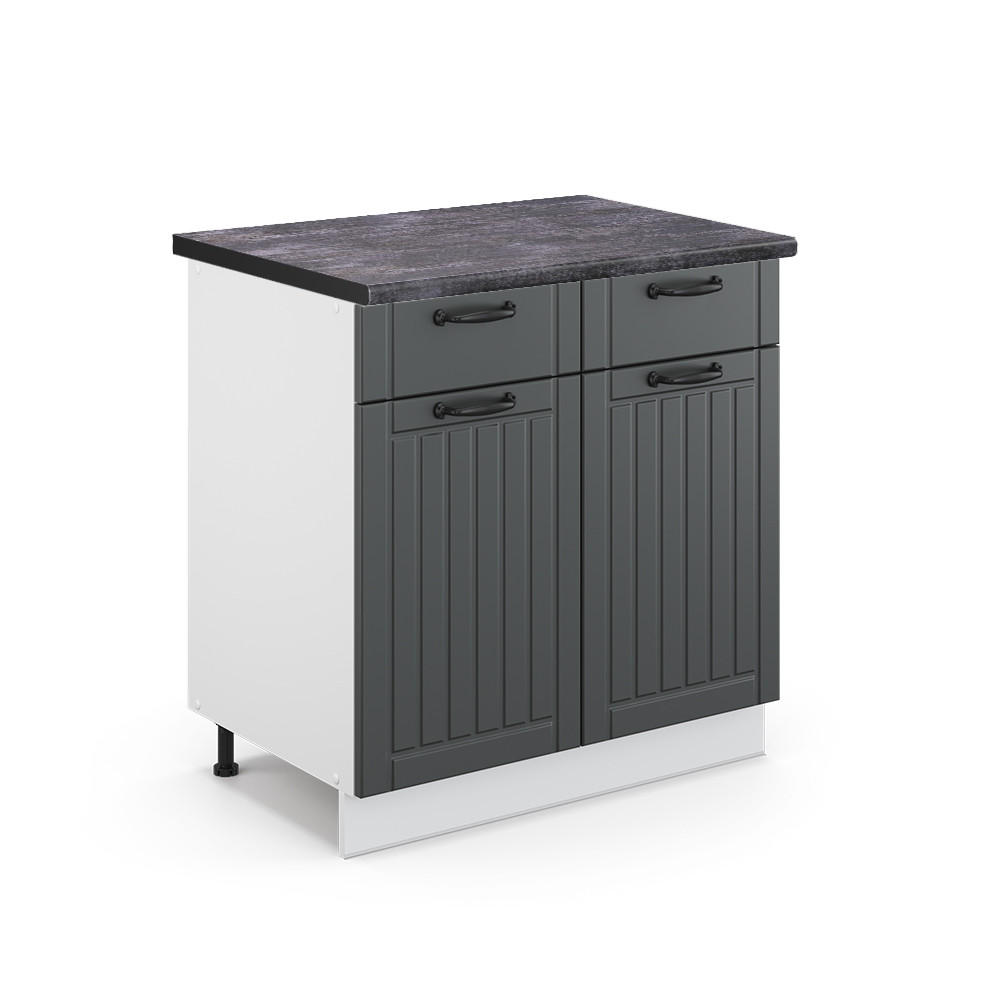KÜCHENUNTERSCHRANK Fame-Line Anthrazit Landhaus 80 cm, AP Anthrazit - Dunkelgrau/Anthrazit, Holzwerkstoff (80/82/60cm) - Vicco