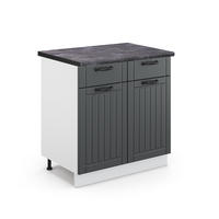 KÜCHENUNTERSCHRANK Fame-Line Anthrazit Landhaus 80 cm, AP Anthrazit - Anthrazit/Weiß, Holzwerkstoff (80/82/60cm) - Vicco