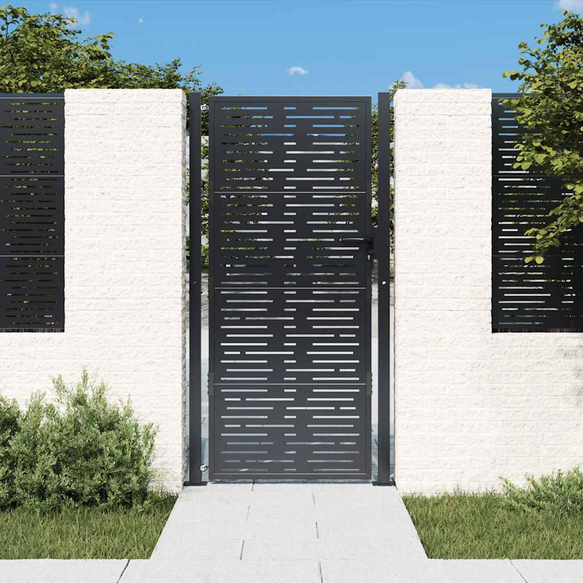 GARTENTOR im Quadratisches Design, 110/205 cm, aus Stahl, Anthrazit - Grau, Metall (200/205cm) - vidaXL