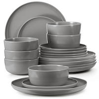 TAFELSERVICE VICTO Schüssel 6 Personen 18-tlg, matt grau - Grau, Keramik (27/2/27cm) - KONSIMO®