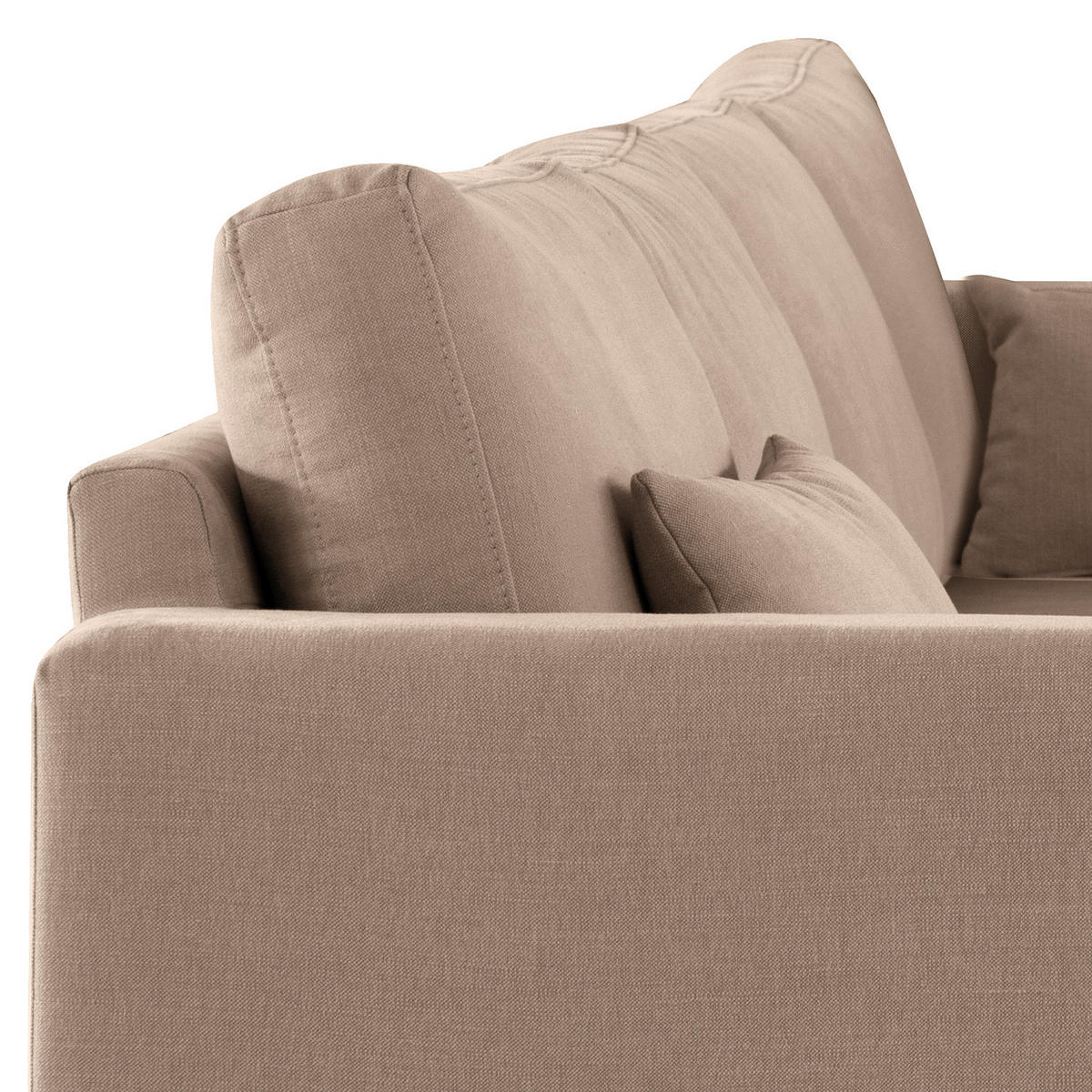 ECKSOFA mit Longchair - Taupe/Eichefarben, Naturmaterialien/Eichenholz (281/153cm) - home24