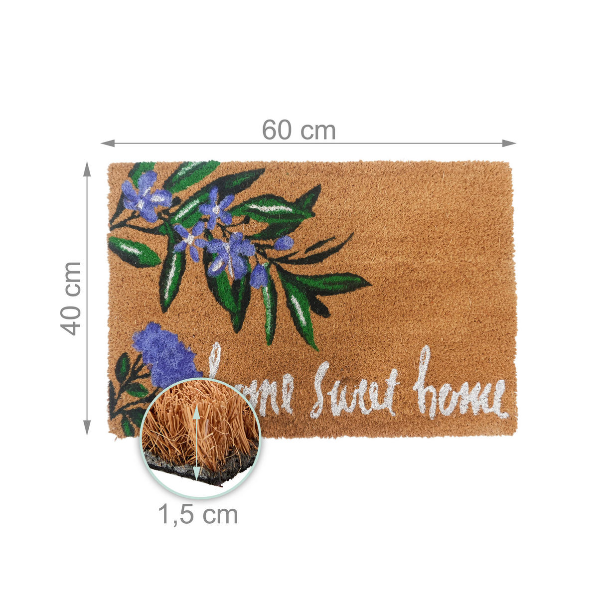 FUSSMATTE - Multicolor, Kunststoff/Textil (60/40cm) - Relaxdays