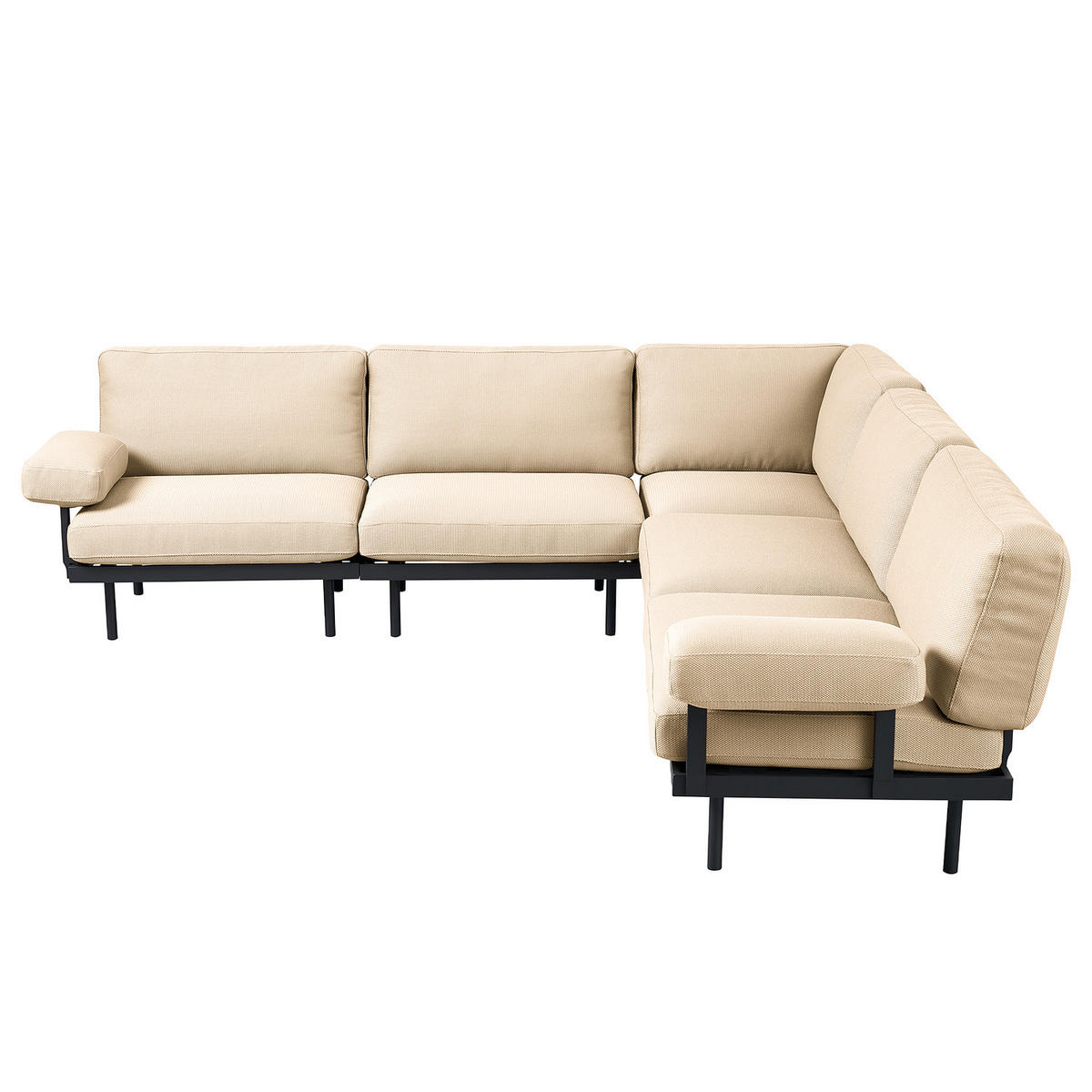 OUTDOOR-ECKSOFA - Beige, Textil/Metall (273/80/273cm) - home24