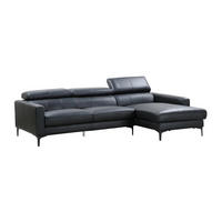 ECKSOFA - Büffelleder - Ecke Rechts - Schwarz - FLORENCE - Schwarz, Leder (173/253cm) - Vente-Unique