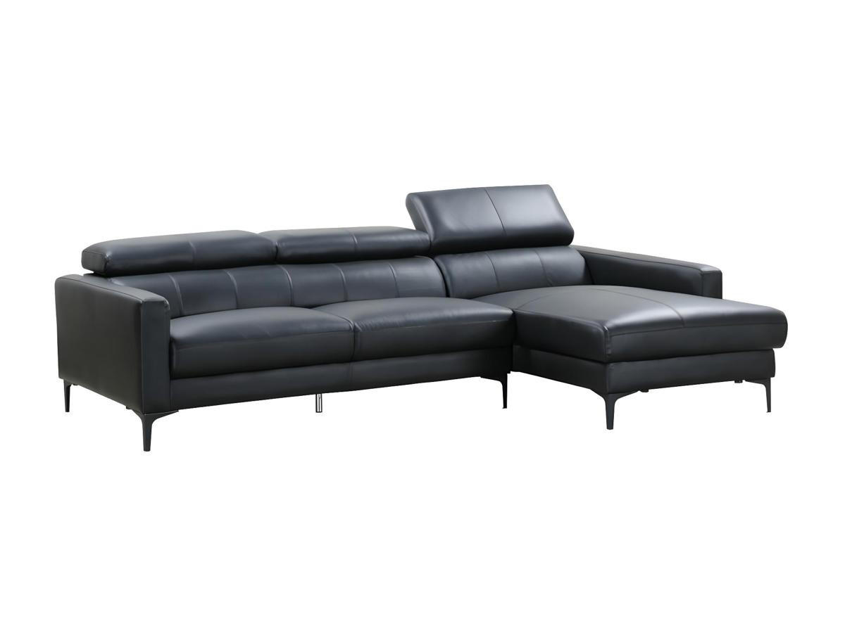 ECKSOFA - Büffelleder - Ecke Rechts - Schwarz - FLORENCE - Schwarz, Leder (173/253cm) - Vente-Unique